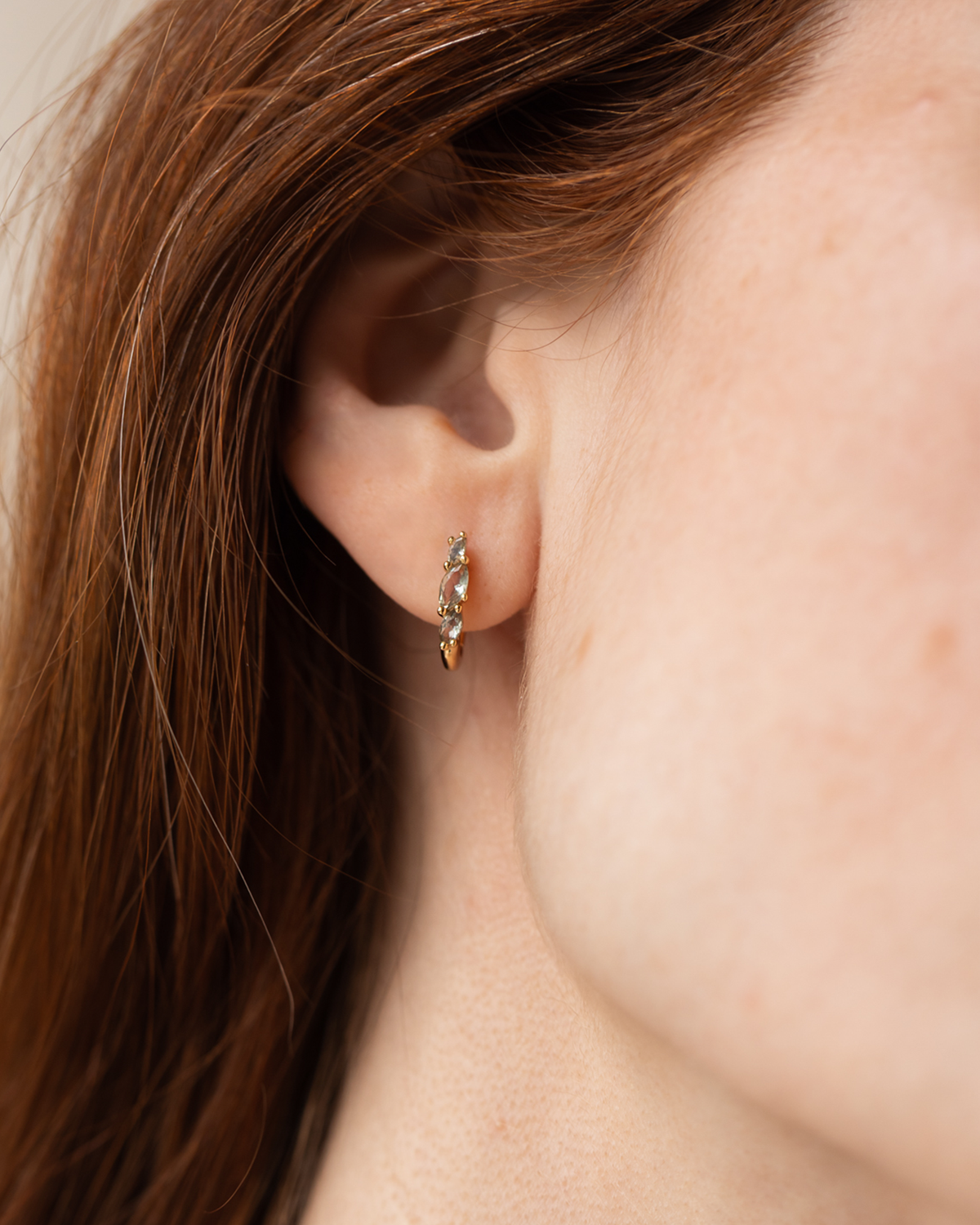 Aura Birthstone Marquise Hoops