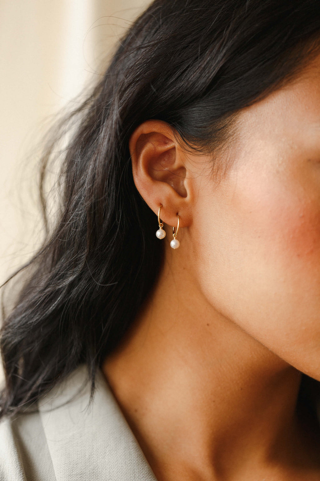 Sia Pearl Huggie Hoops
